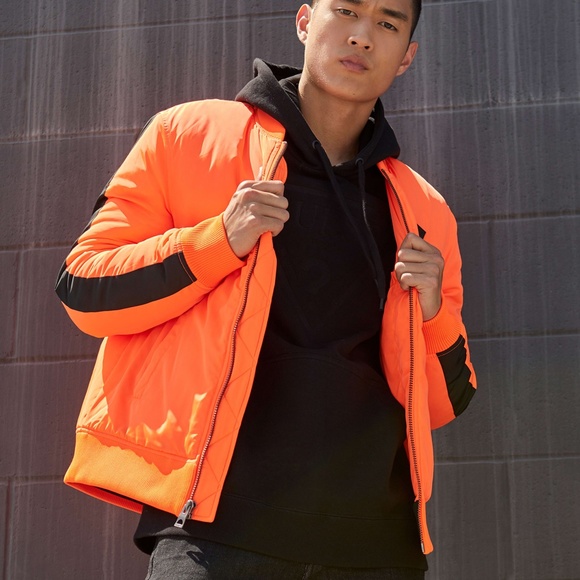 New GUESS Traffic Embroidered Nylon Bomber Jacket